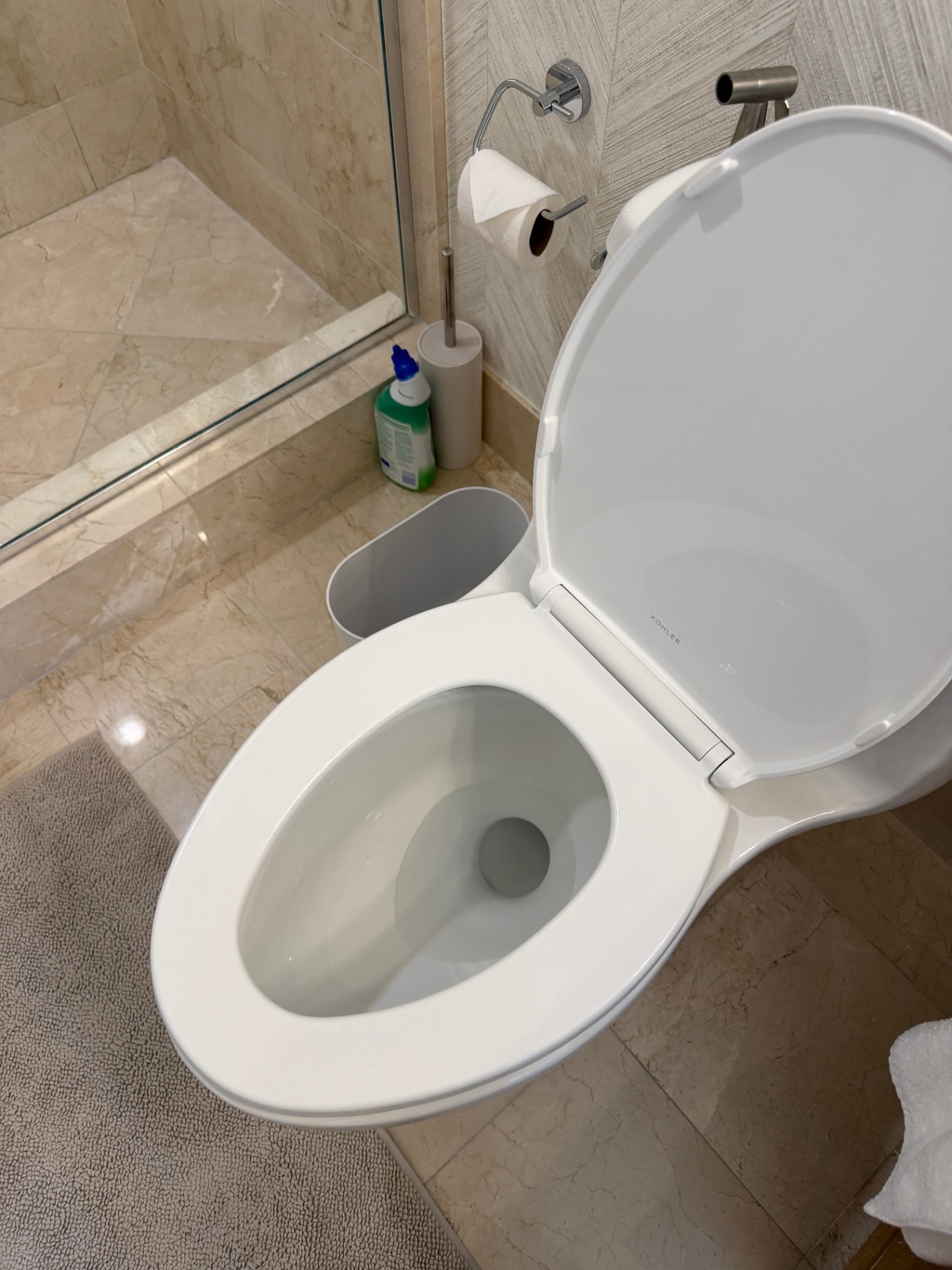 Bright white sanitized toilet after cleaning