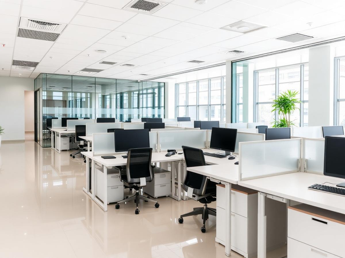 Clean modern office workspace after commercial cleaning in Miami