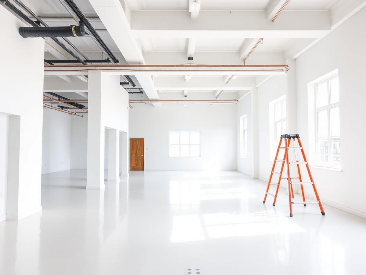 Newly finished interior with polished floors after post-construction cleaning in Miami